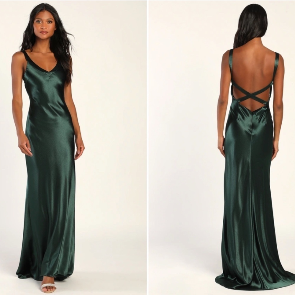 LULU's Sexy Elegant Prom Formal Event Wedding Holidays Satin Maxi Dress